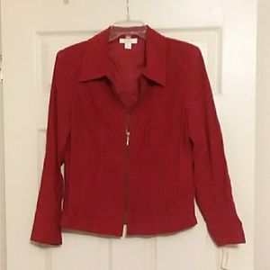 Red jacket with zipper